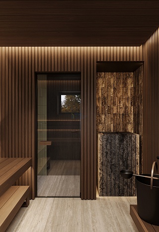 Дизайн-проект сауны в загородном доме КП "Дмитровский рубеж"